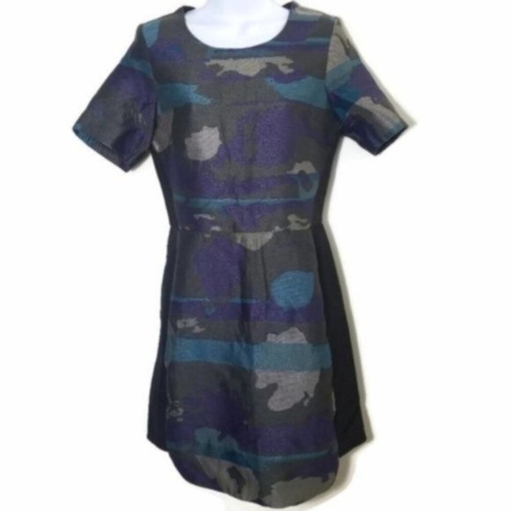 camouflage dress Alex and Alex blue and gray mini short sleeves size 8 medium